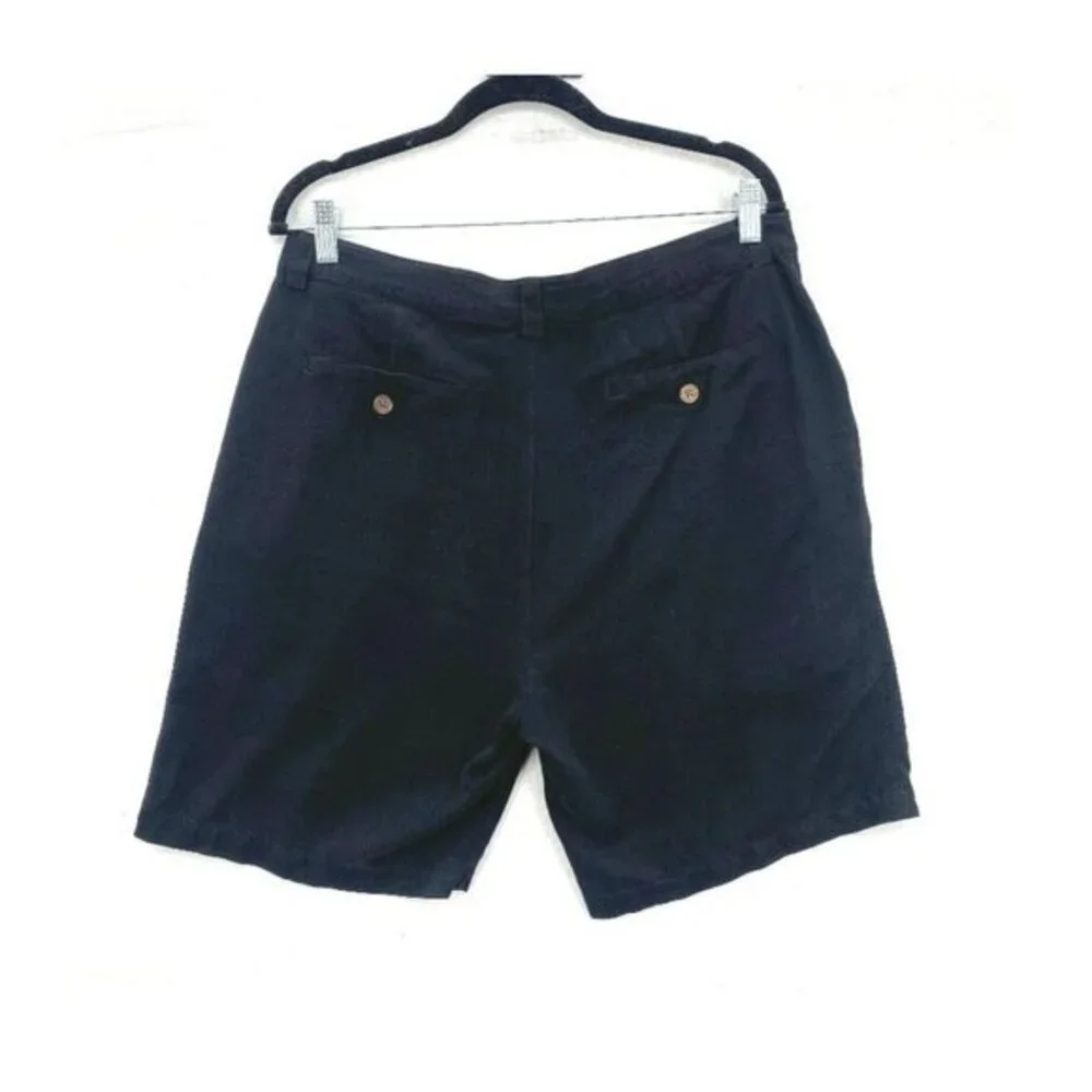 Tommy Bahama Shorts Mens 35 Black‎ 100% Silk Pleated Front Golf Dress Faded FLAW